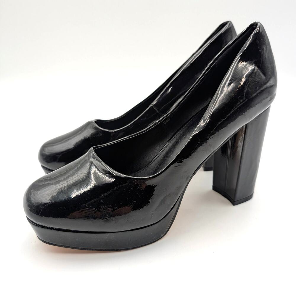 New York & Company Nancy Platform Heel Pump Women's Black Size US9 EU39.5